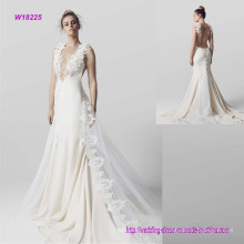 New Modern Style Deep V Neck Low Back Wedding Dress